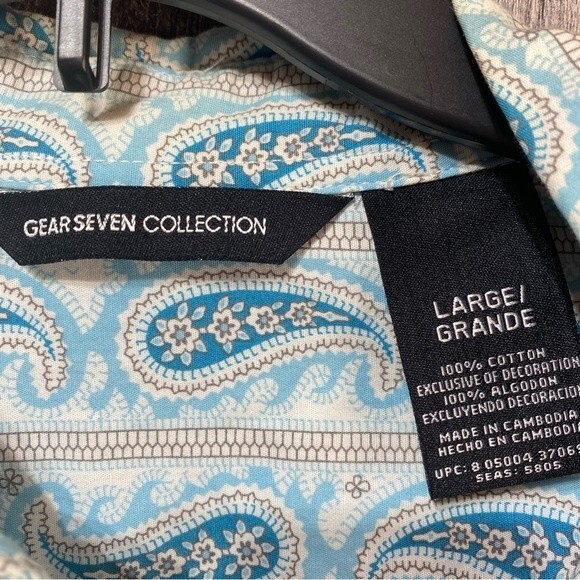 Gear Seven Collection- Blue Paisley Western Button Down Shirt- Sz. L - Picture 3 of 6